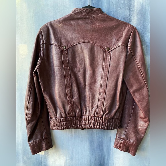 Rare VIntage 80's SILVERT'S Maroon Leather bomber Jacket Size 36 EU /Small US - Picture 5 of 10